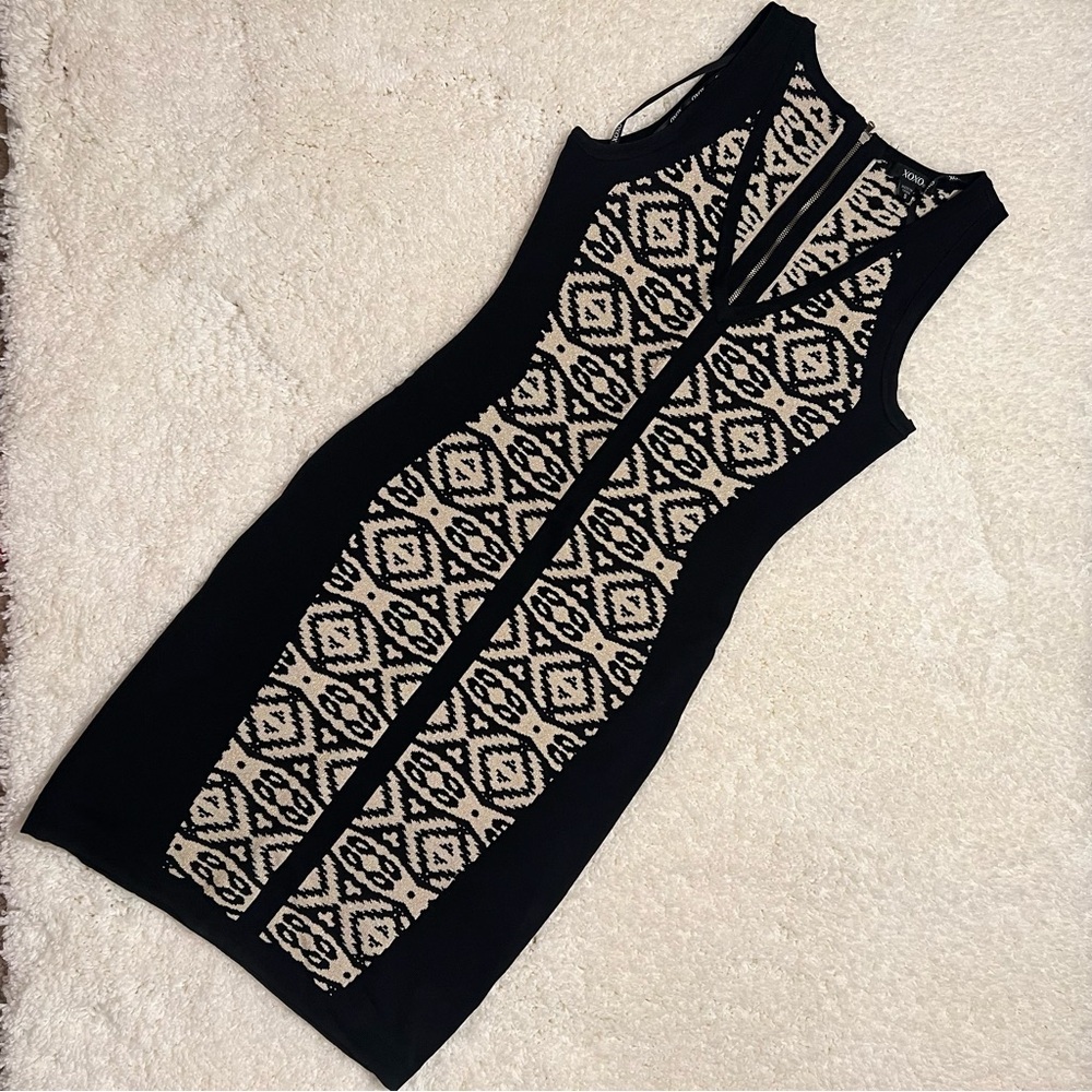 XOXO Black and Gold Bodycon Dress Size S